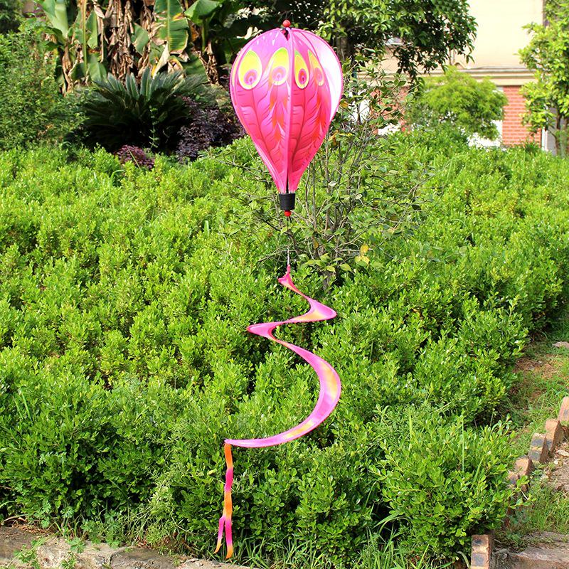 Rainbow Hot Air Balloon Wind Spinner: Rotating Seven-Color Garden Pinwheel with Sequins for Outdoor Decoration