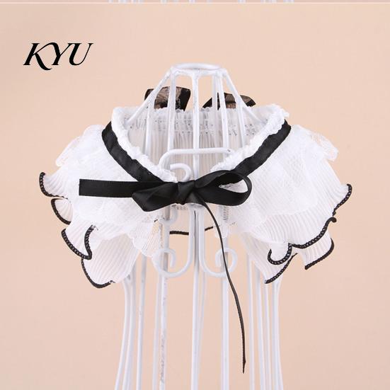 Lace Ruffle Cat Collar Collar, Elegant Pet Bandana Bib with Bow Knot, Retro Puppy Formal Neckwear Cute Princess for Cats Small Dogs Wedding