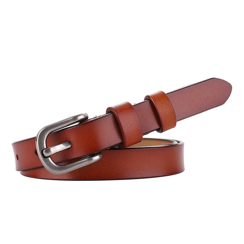 Ladies Genuine Leather Belt With Retro Pin Buckle For Office And Casual Fashion