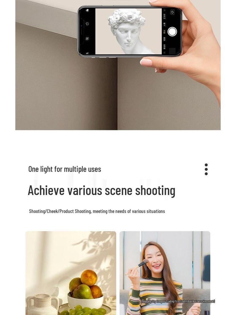 Dual Light No-Shadow Phone Stand: Live Stream Selfie Fill Light for Desktop & Professional Food Photography.
