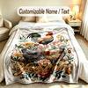 Floral Theme Custom Blanket Personalized Name & Text Customized Soft Warm Throw Blanket Home Decor