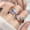 Red Enamel Oil Dripping Snake Ring, Cold Wind Opening Adjustable Cold Wind, High-End Accessories For Women
