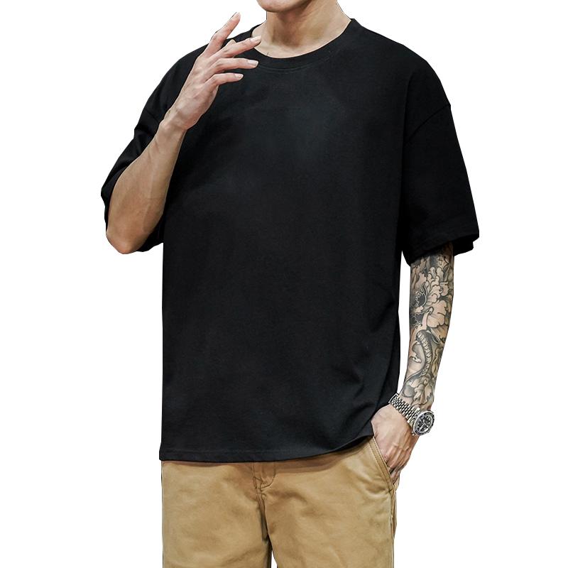 New Summer Men's T Shirt Fashion Solid T Shirt Mens Oversized Hip Hop Short Sleeve Casual Cotton Mens Streetwear Top Tees