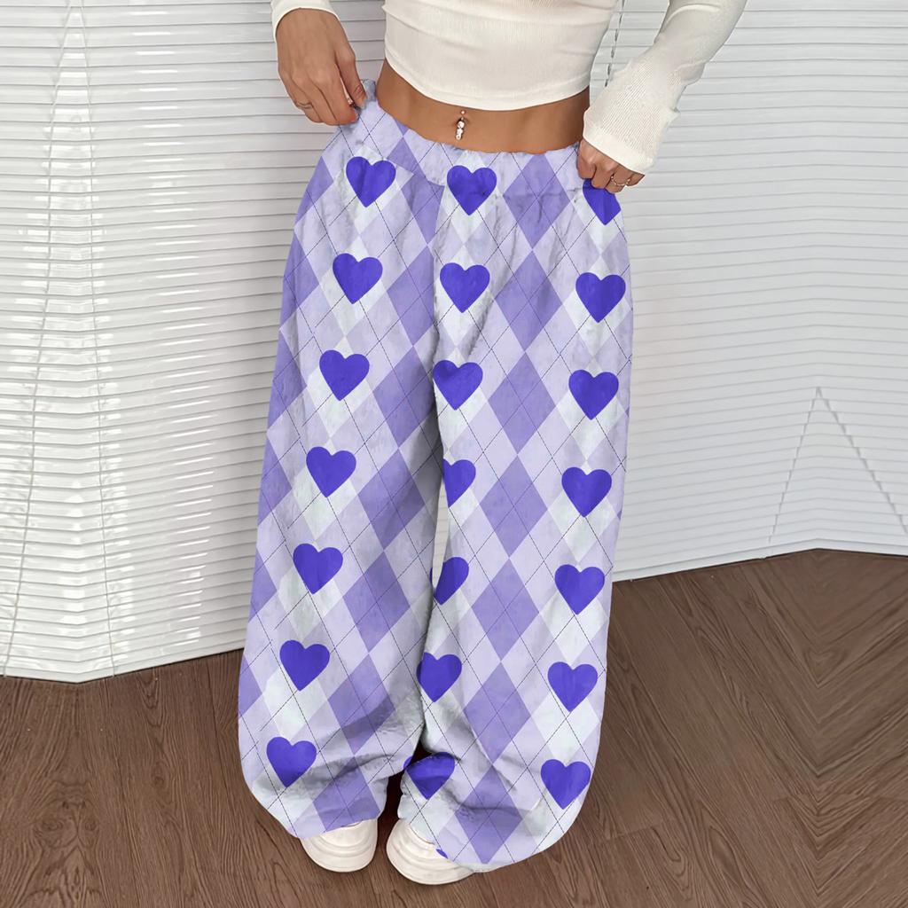 Women's Casual And Fashionable Printed Elastic Waist Loose Wide Leg Pants
