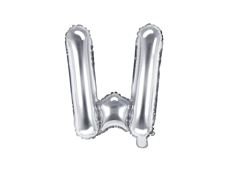 Balon Foliowy Litera "W" Srebrny 35 Cm