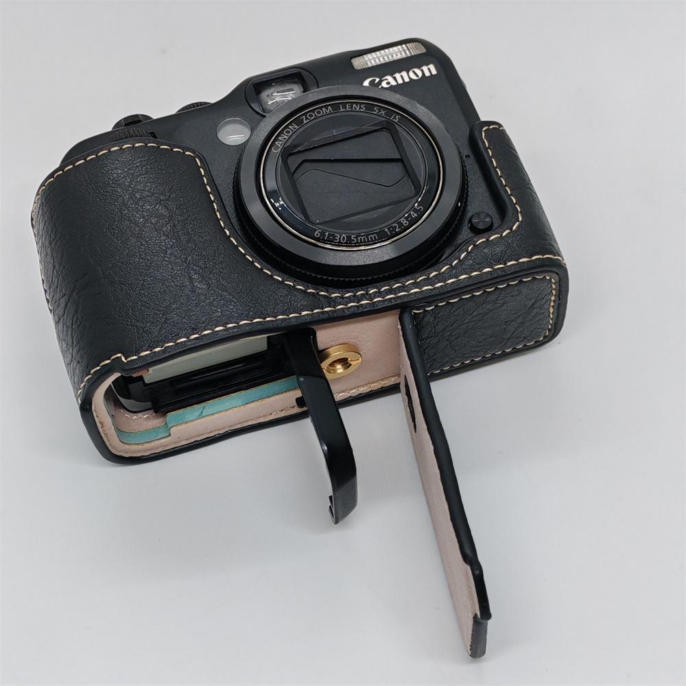 PU Leather Camera Half Case for Canon PowerShot G12 G11 Battery Opening Base Cover
