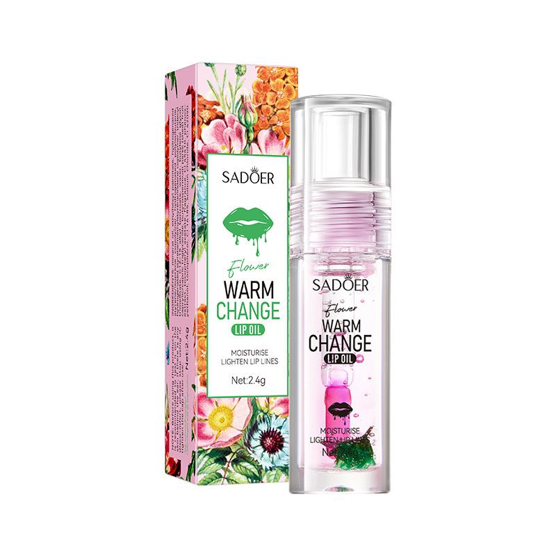 

SADOER Fresh Flower Warm Color Changing Lip Oil Moisturizing Lipstick Hydrating Plumping Lip Balm Plumper Skin Care 01