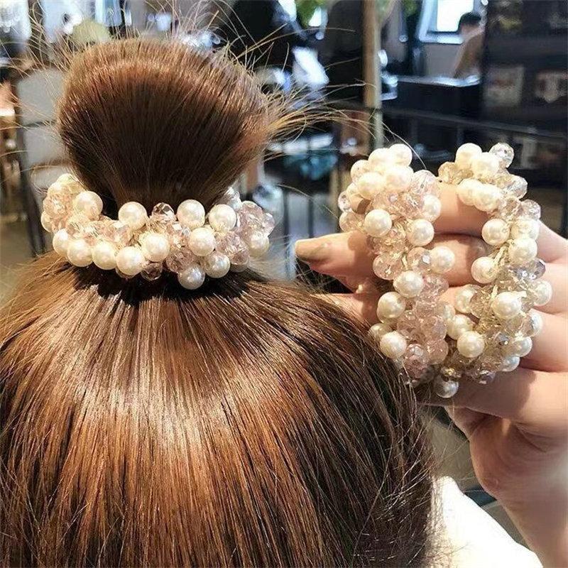 Korean Style Hair Bands Hair Ties Ins Rubber Band Fairy Hair Accessory Pearl Hair Band Dongdaemun Multicolor Crystal