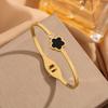 Gold Plated Stainless Steel Lucky Five Leaves Clover Bracelet for Women Adjustable Fashion Classic Jewelry  Accessories Gifts