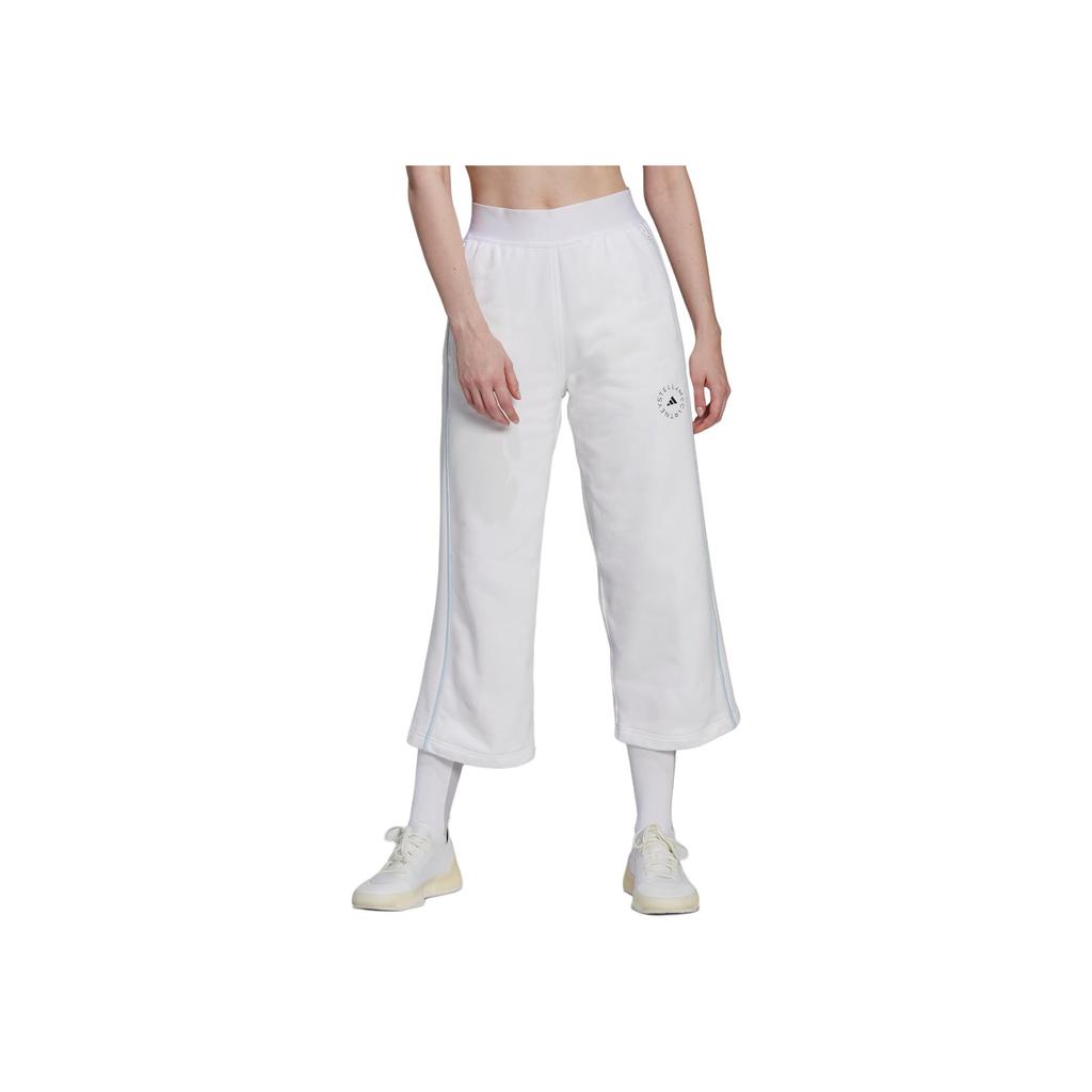 Adidas Stella McCartney Crop Pants Solid Color Loose High Waist Sports Long Pants Women Pants White HD0692