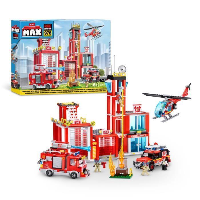 Set de Construction - ZURU - Fire Station Large (976 pièces) - Crée une caserne de pompiers avec véhicules et accessoires