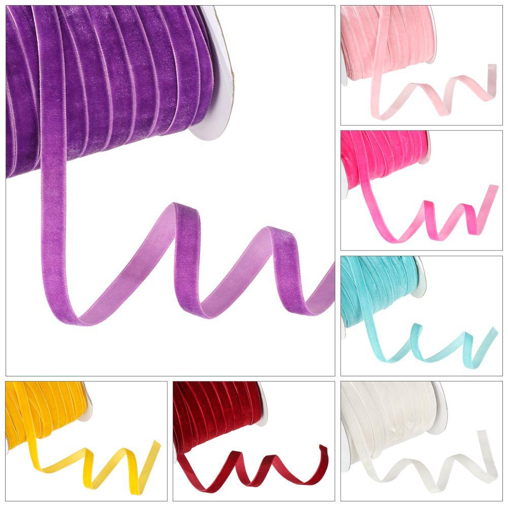 50yards 10mm Crafts Home Bouquet Decor Velvet Ribbon Wrapping Band Packaging Strap Flocking Silk