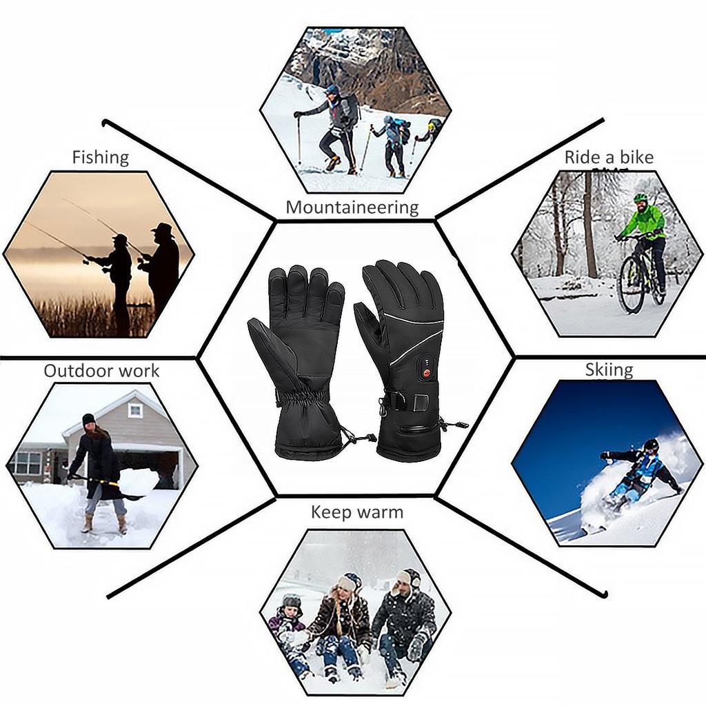 USB Electric Heated Gloves with 3 Mode Warm Heated Gloves Motorcycle Thermal Touch Screen Waterproof Winter Heating Gloves