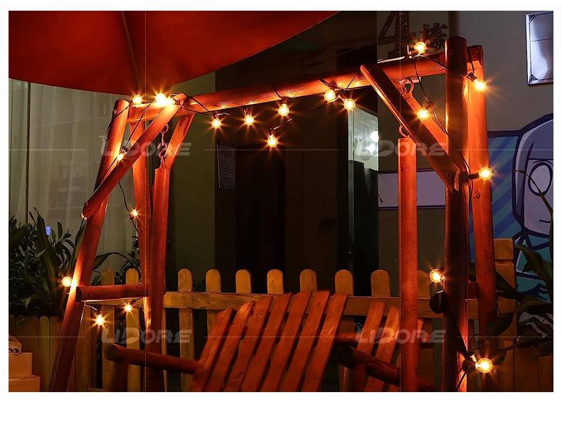 UK/US Standard G40 String Lights, 25 Clear Tungsten Filament, 220V, Indoor/Outdoor Decorative Lighting for Weddings and Christmas