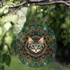 10 Inch Cat Wind Chime Outdoor Garden Decor with 360 Degree Hook Vibrant Blue Gold Design for All Seasons Home Yard Hanging