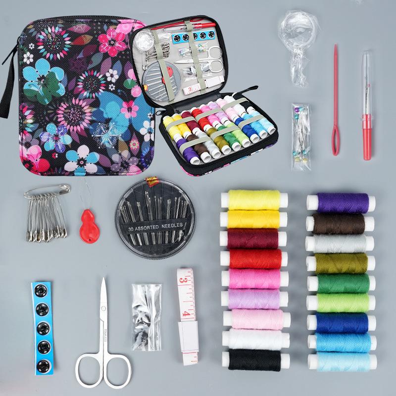 Portable Needle and Thread Set for Home Sewing and Mending – Includes Stitching Method Book and Case