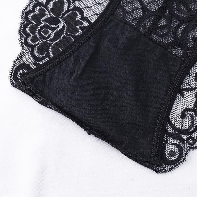 Guifei Man Black Sexy Lace Low-Rise See-Through Women's Triangle Panties