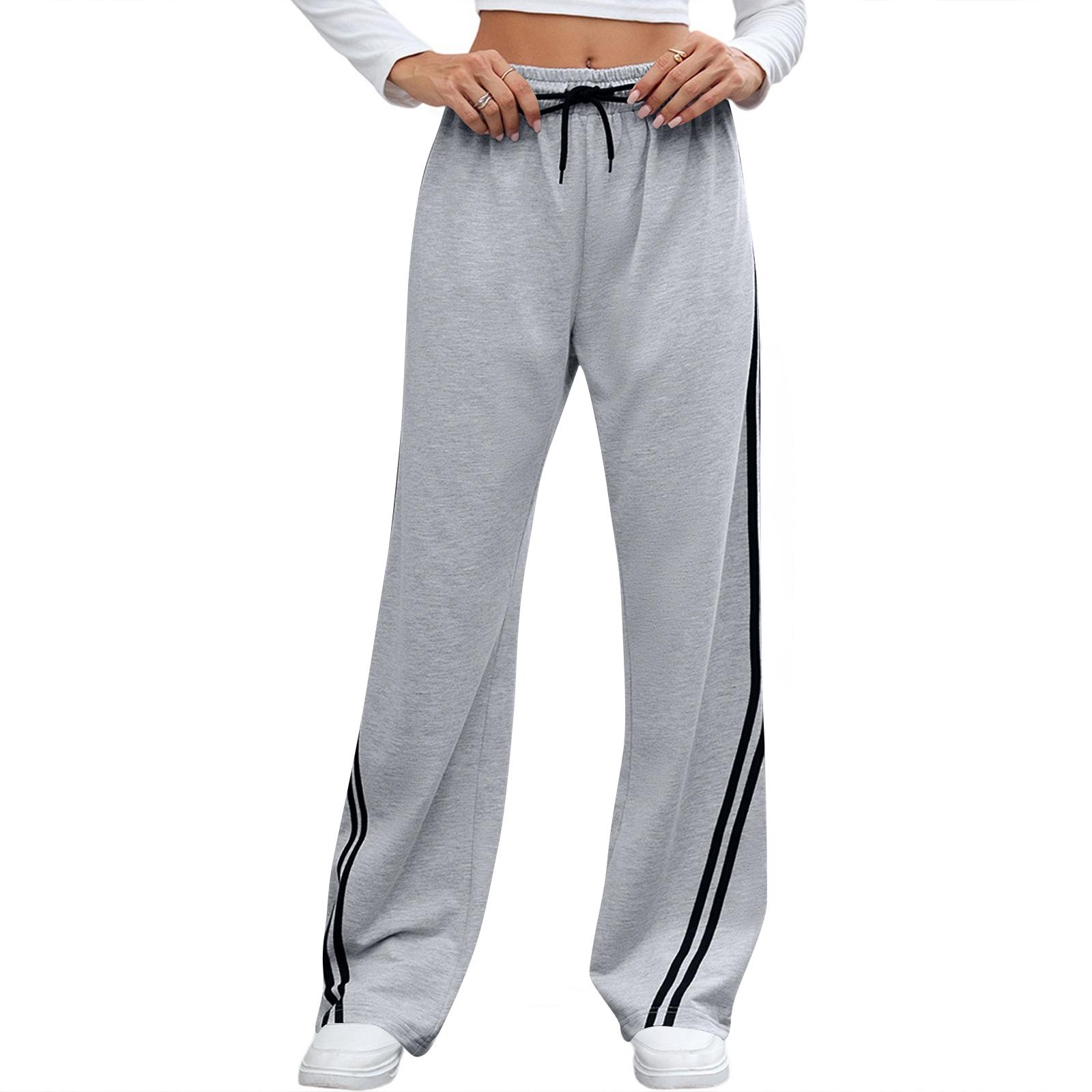 Women s Fashionable Color Pocket Straight Leg Elastic Waist Casual Pants S