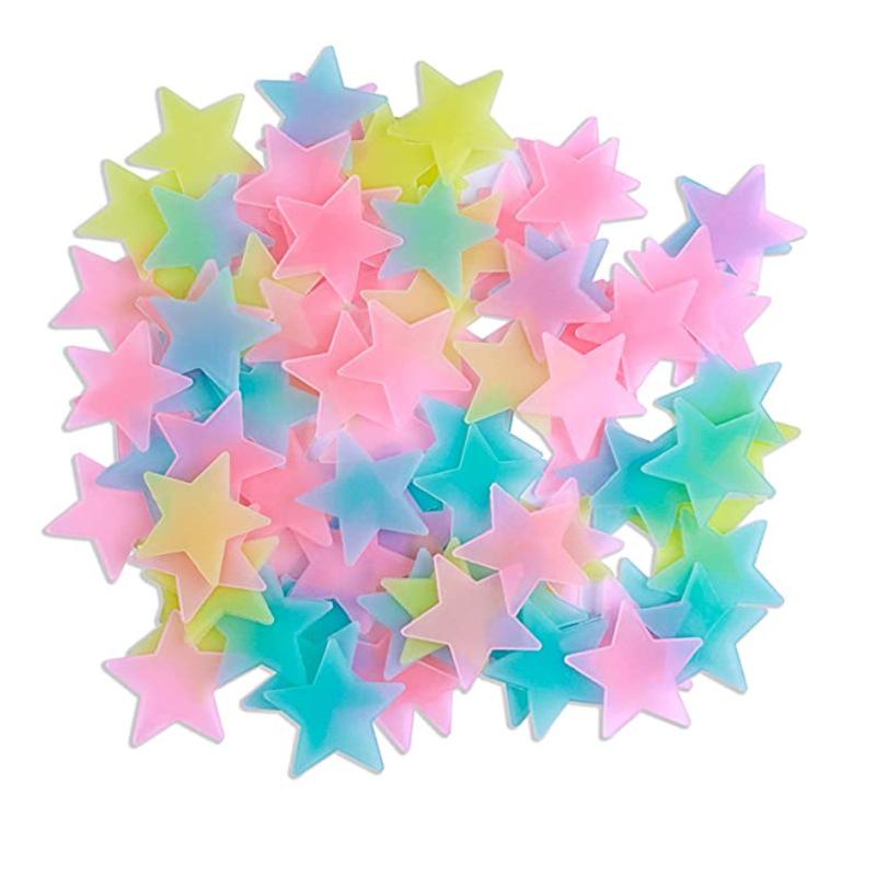 100 Stück 3cm Leuchtende Sterne Wandaufkleber, Selbstklebende Leuchtende Dekoration für Schlafzimmer, Zimmer und Wohnraum Kunst