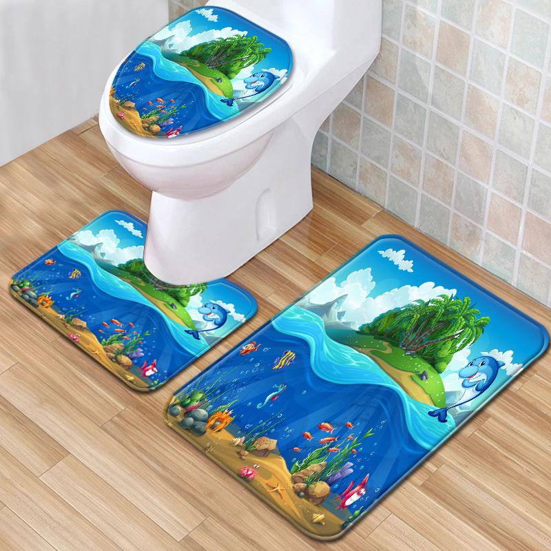 Creative Toilet Three-Piece Floor Mat Bathroom Three-Piece Carpet Doormat