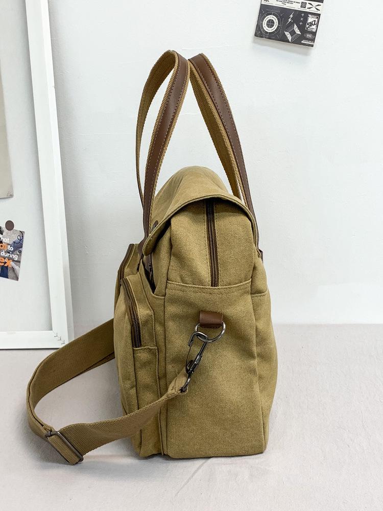 Large Capacity Men's Canvas Crossbody Bag - Multi-Compartment Messenger for Outdoor Travel and College Style.