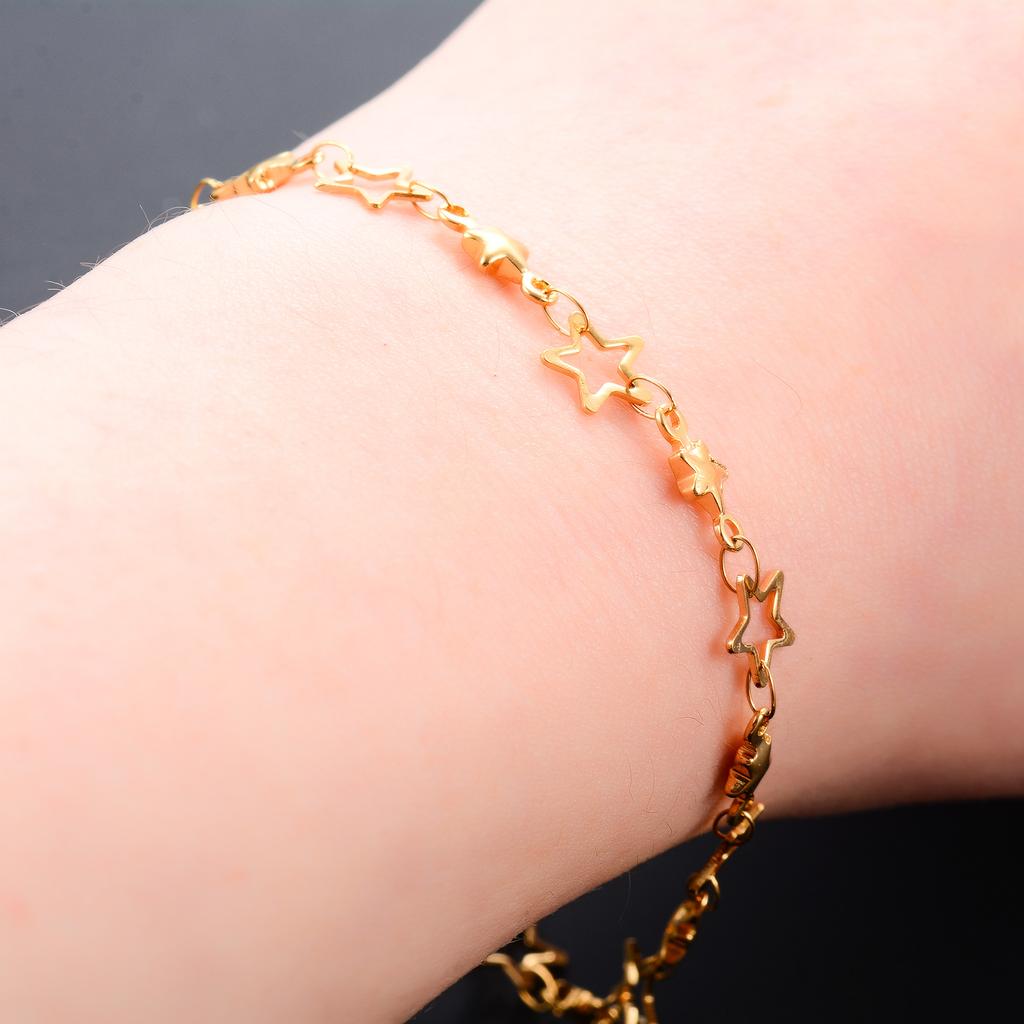 Cute Stainless Steel Bracelet Link Star Chain for Women Hand Chain Wristband Silver and Gold Color Anklet Metal Jewelry Gift