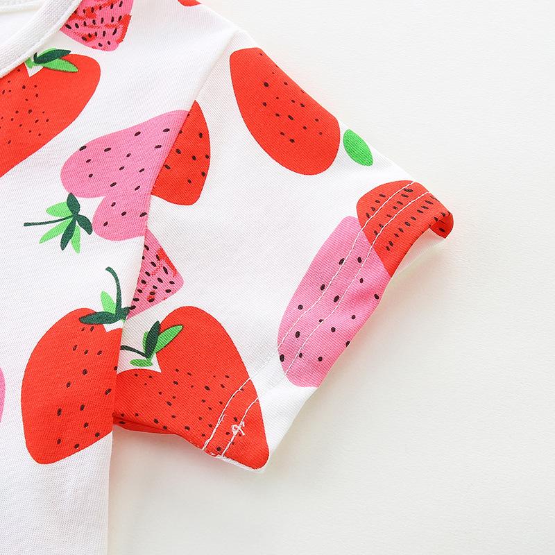 Girls princess dress summer new girls dress cute strawberry print short-sleeved children's skirt