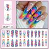 Long Press-On Nails With Adhesive Tabs Full Cover Fake Women INS Style Acrylic Nail Tips Reusable Wearable Art
