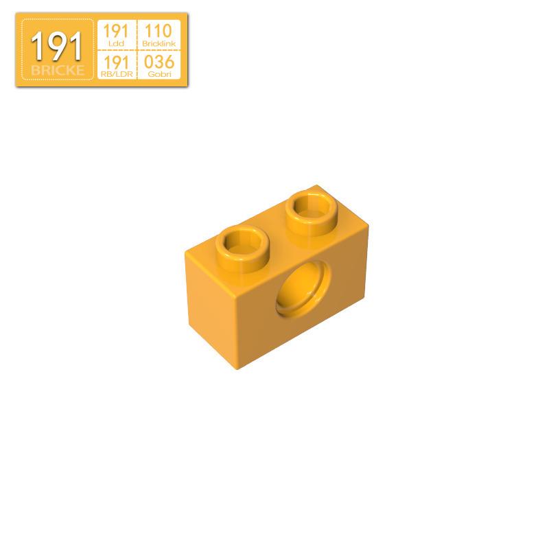 BRICKE 1x2 Brick with Hole - Compatible with Lego, MOC Loose Parts, Small Particle Building Blocks