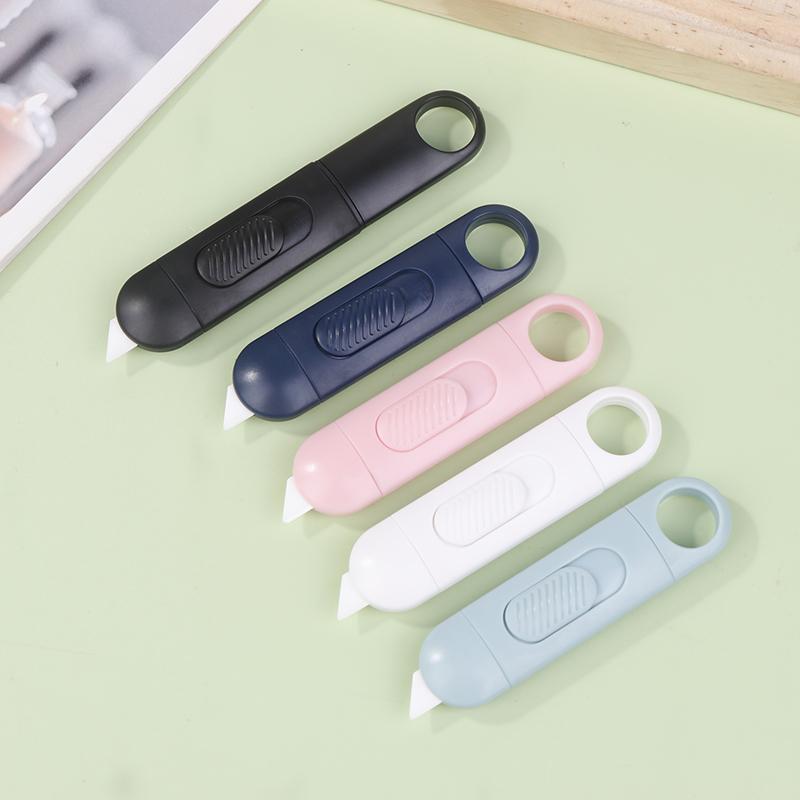 Portable Mini Ceramic Utility Knife, Safe Blades Box Packaging Opener Cutting Tools With Keychain Hang Hole, Locks Into Position