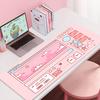 Desk Mat Cute Mousepad Anime Aesthetic Mouse Pad Cute Grid Pink Vaporwave XXL Gaming Deskmat X Kawaii Manga Mice Mat Soft