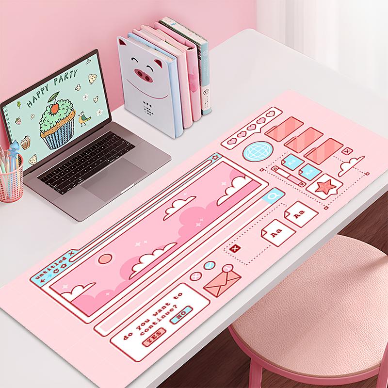 Desk Mat Cute Mousepad Anime Aesthetic Mouse Pad Cute Grid Pink Vaporwave XXL Gaming Deskmat X Kawaii Manga Mice Mat Soft