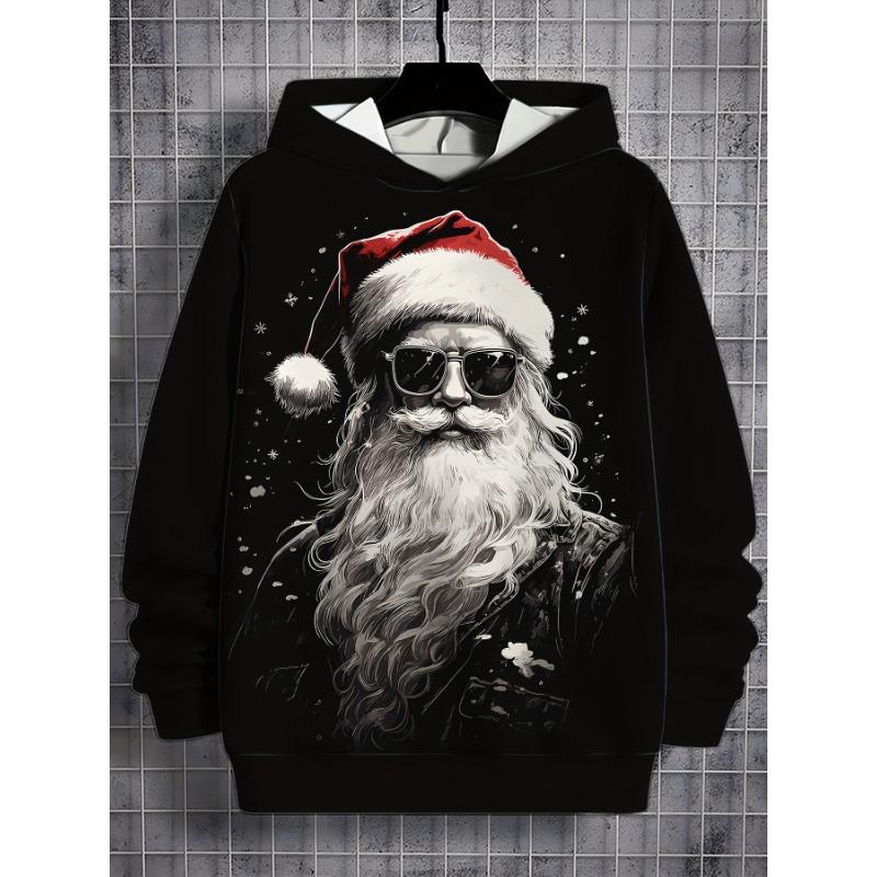 Fashion Men's Hooded Hoodies 3D Prints Christmas Theme Sweatshirt Drawstring Sportwear Long Sleeve Tops Casual Men's Clothing