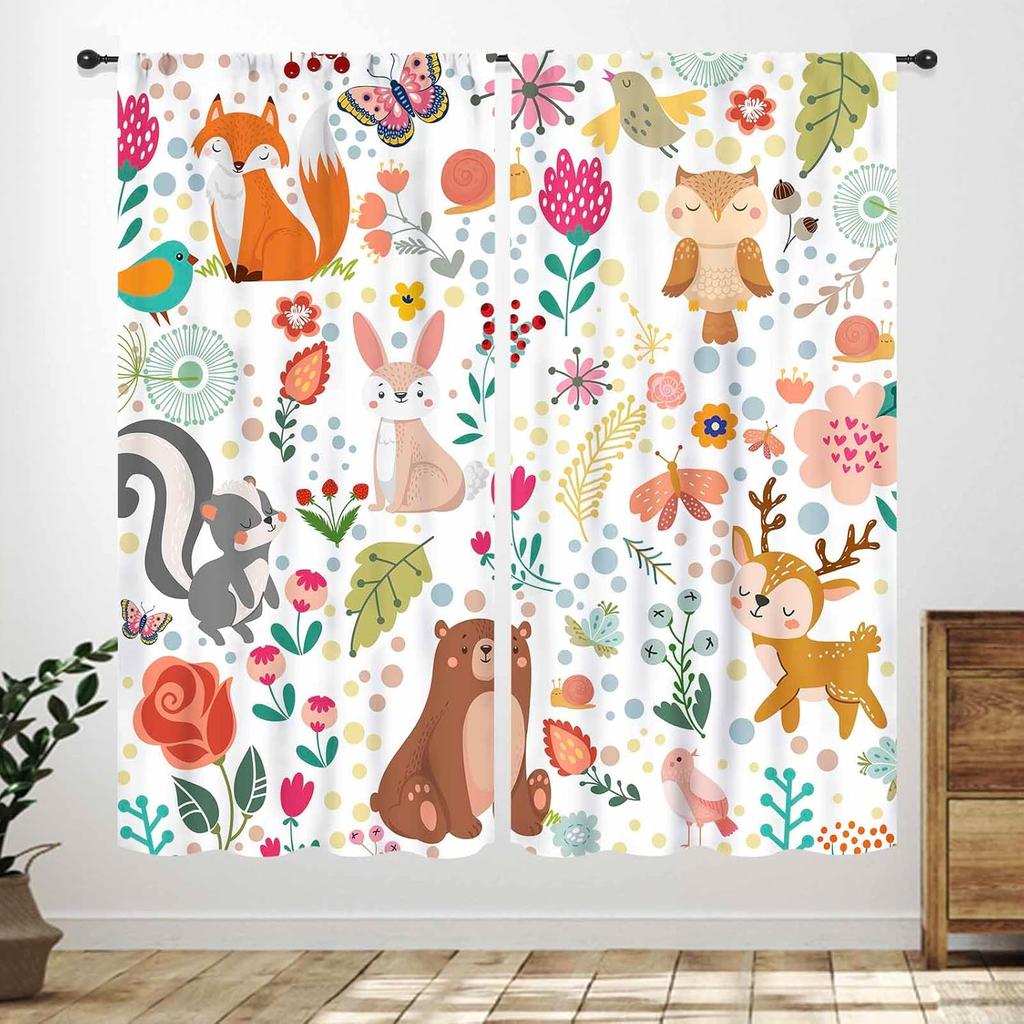 Blue Curtains Kids Room Cartoon Underwater Animals Sharks Turtles Nature Marine Plants Window Drapery Treatments Curtain Polyester Washable Children's
