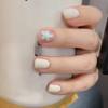 24 Stück Niedliche Girly Kurze Quadratische Falsche Nägel Süße Weiße Französische Nägel Glitzer Stern Strasssteine Nagelkunst Katzenauge Schleife Press-On Nägel