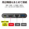 ELECOM Docking C PD Compatible Charging 1 USB 1 HDMI 1 LAN 30cm Type-C Station, Hub, [1 Type-C Port, 3.0 Port, Port, Port], Cable, Black, DST-C09BK