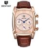 BENYAR 5113 Watch for Men Popular New Arrival Big Dial Leather Strap Western Hot Selling Square Shaped Business Man Wrist Watch