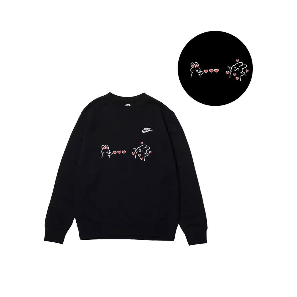 Nike Customizable Cartoon Print Outdoor Solid Color Letter Logo Crew Neck Sweatshirt Unisex Sweatshirt Black BV2667-010(TEAM1061-3.3.37)