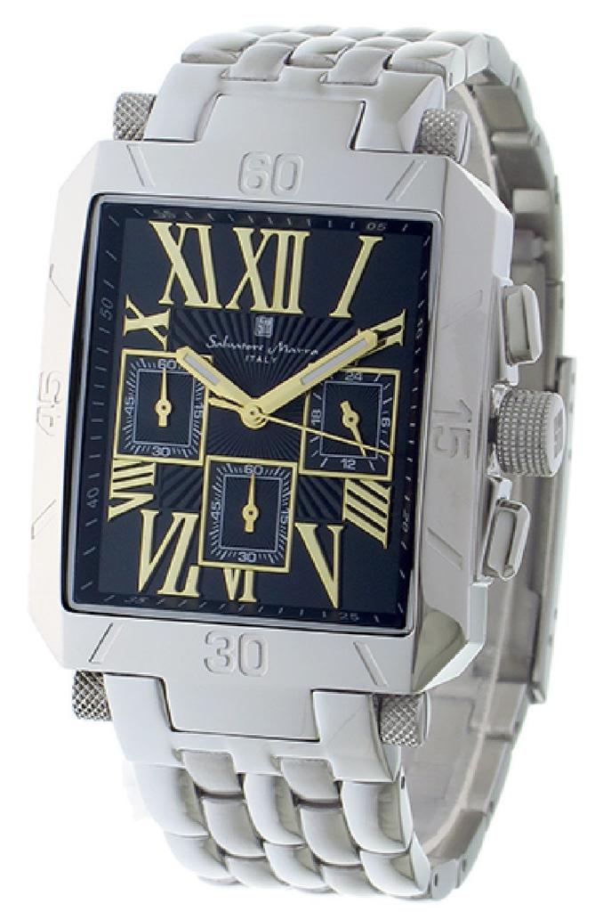 Salvatore Marra Chronograph Quartz Watch SM17117-SSBKGD Men's Black & Gold Analog Stainless Steel Case