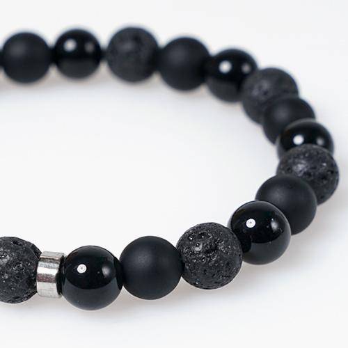 Jbans Classic Black Stone Mix Gemstone Bracelet (C1801-Ac426Bk)