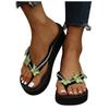 Summer Fashion Rhinestone Ladies Holiday Rubber Sole Beach Wedge Flip Flops