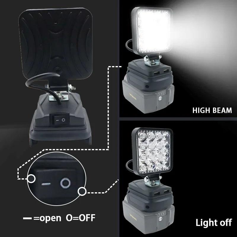 Led Light for Makita Battery 4In Portable Spotlights Cordless Outdoor Work Fishing Handheld Emergency Tool Light