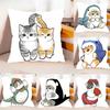 Hand Drawn Cute Cat Case Plush Fabric Soft Pillowcase Double Sided Print Cushion Cover Household Gifts