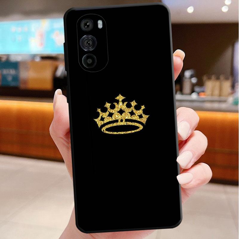 Phone Case For Motorola Edge 50 40 Pro 60 50 40 30 Ultra Neo Fusion Moto G85 G72 G53 G54 G84 G13 G32 King Queen Crown