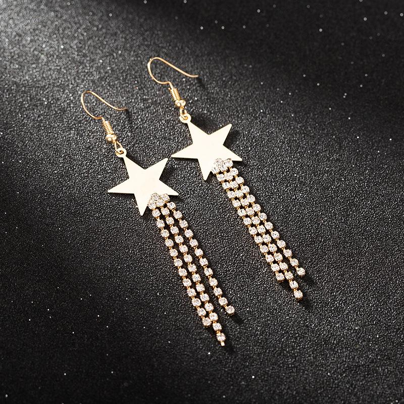 Trendy and Sexy Long Star Earrings - New Minimalist Five-star Pendant Earrings золотой