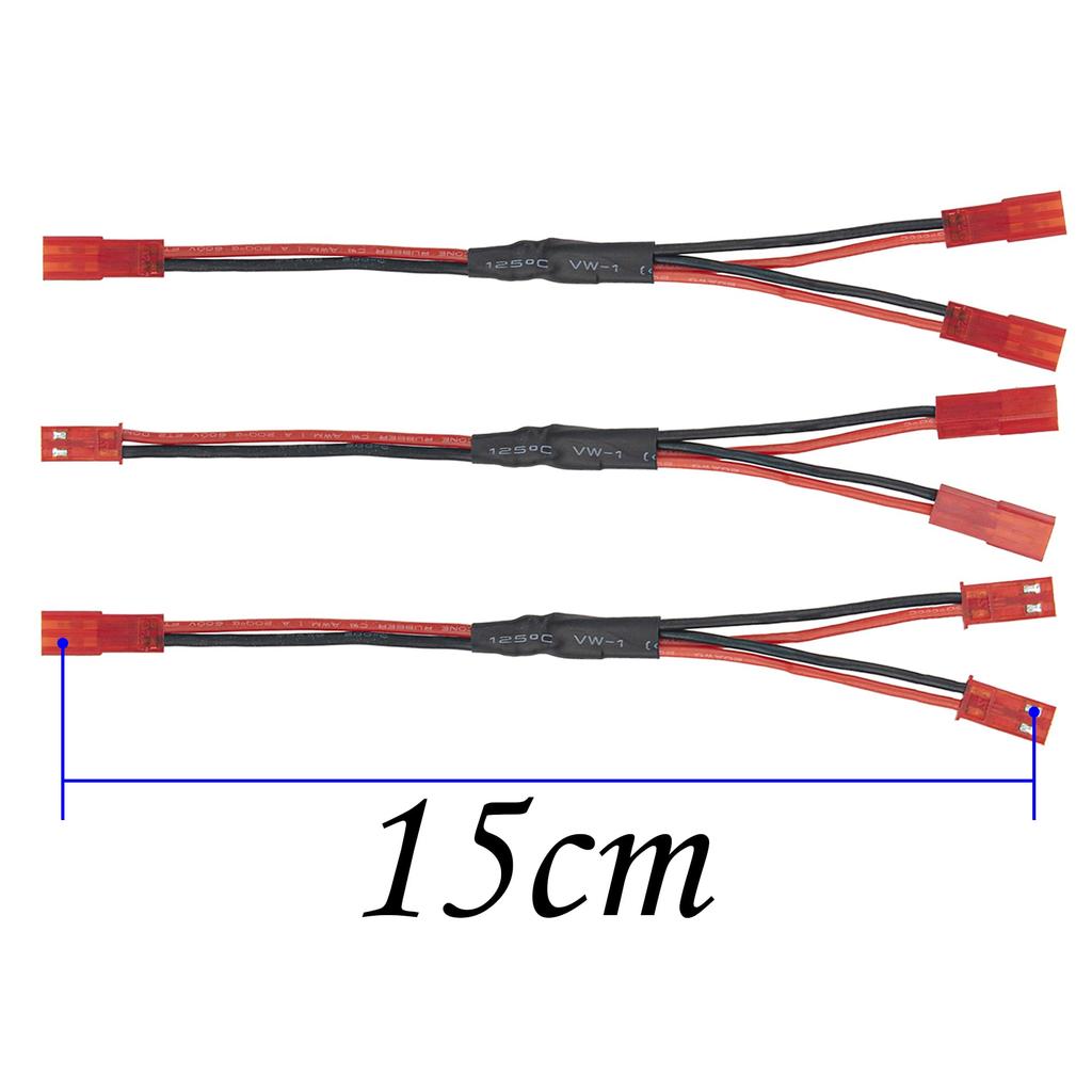 3-Piece JST Plug Splitter, JST Male to Female Y Parallel Cable Harness Wire for 110 Scale Remote Control Car Crawler, Cooling Fan, ESC, Battery,