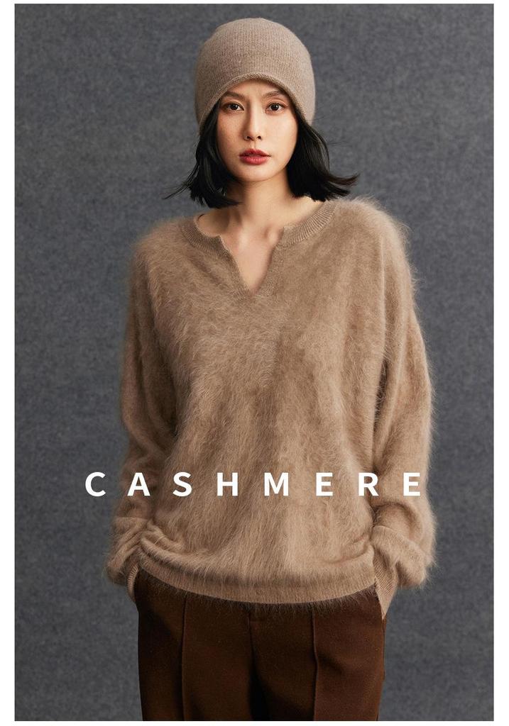 Women's Thickened Cashmere V-Neck Sweater - Autumn/Winter Knitwear