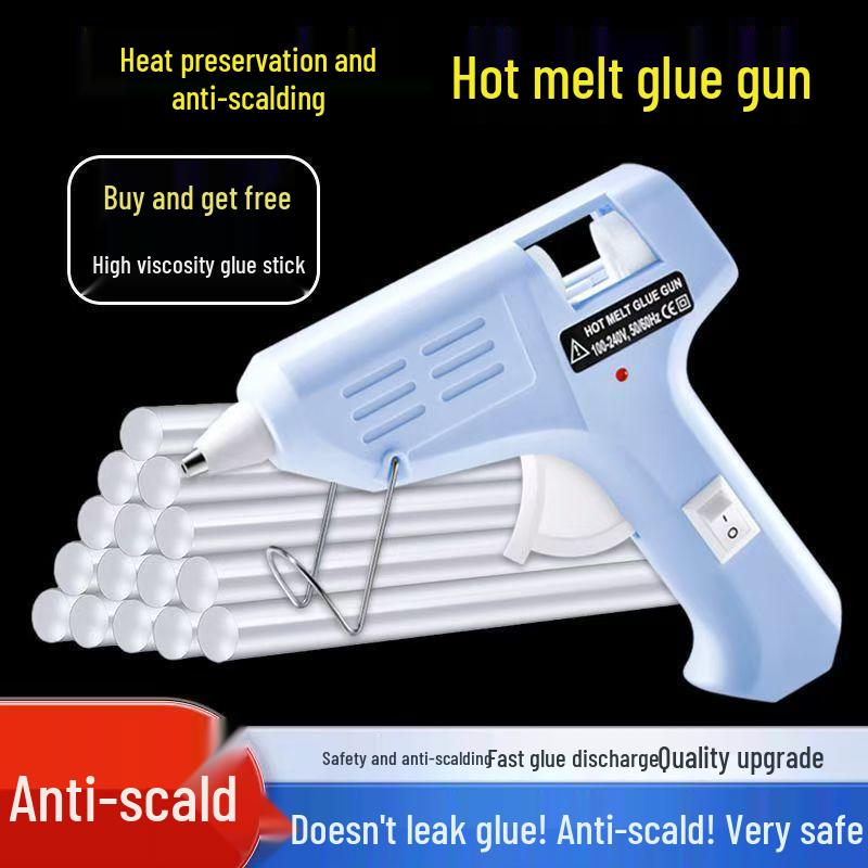 Macaron-Colored Anti-Scald Electric Glue Gun for Kids – 7mm High Viscosity DIY Tool