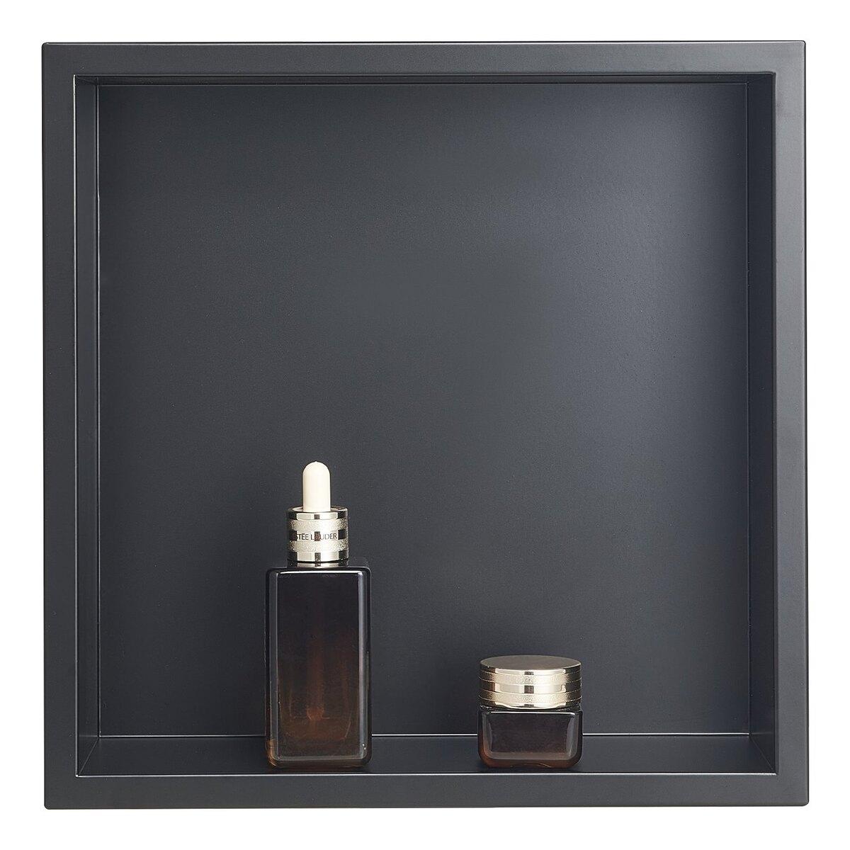 Duschnische 33,0 x 33,0 x 10,2 cm Einbau-Wandregal Edelstahl Schwarz