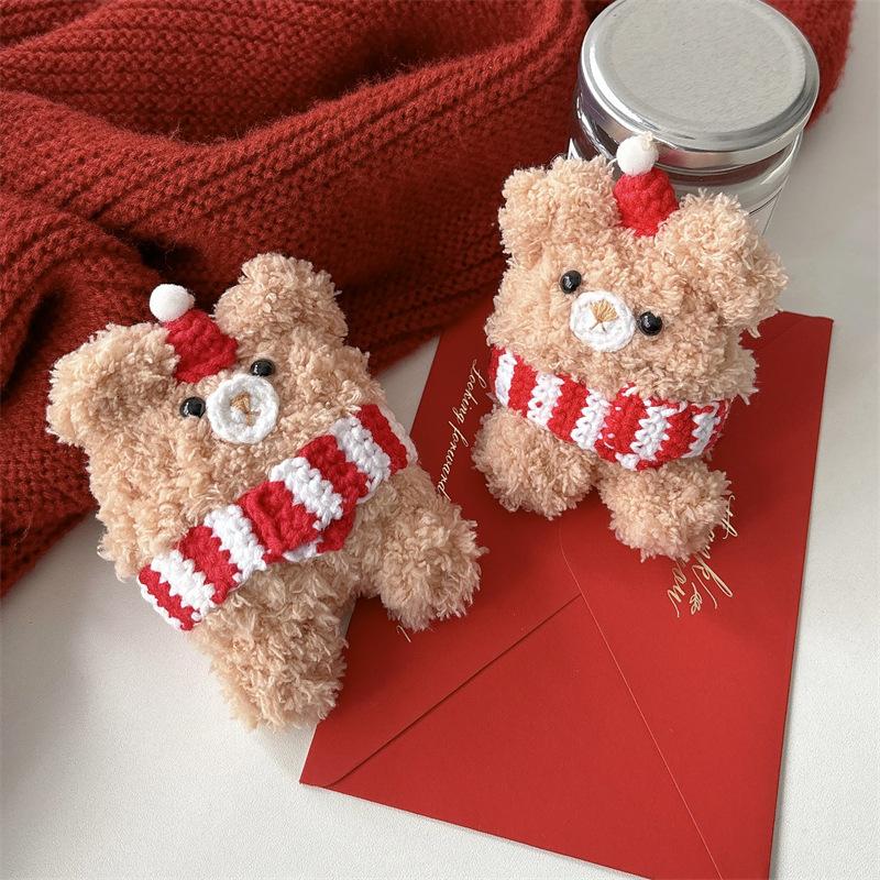 Plush cartoon scarf bear suitable for airpods 4th generation protective case 2nd generation 3rd generation pro2 apple bluetooth headset case